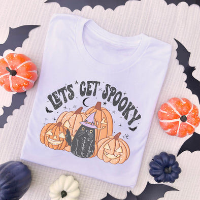 Let's Get Spooky Pumpkin Cat Graphic Tee