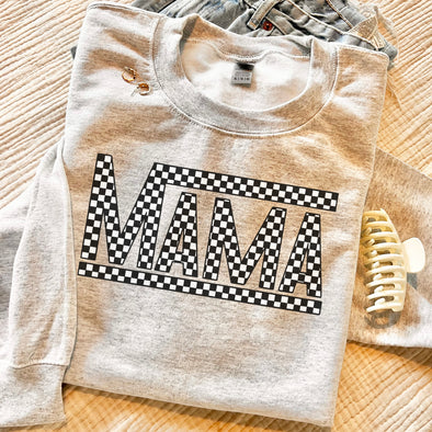 Checkered Mama Black Sweatshirt