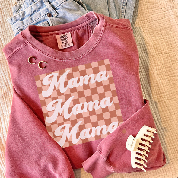 Comfort Colors® Retro Checkered Mama Row Sweatshirt