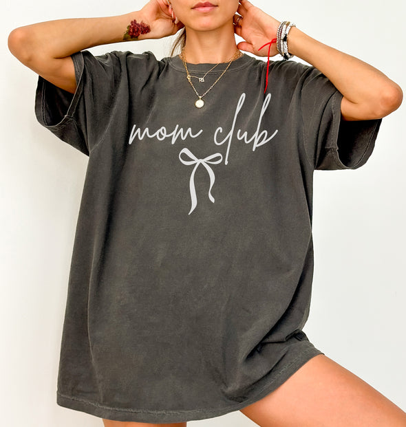 Comfort Color Mama Club Ribbon Bow Graphic Tee