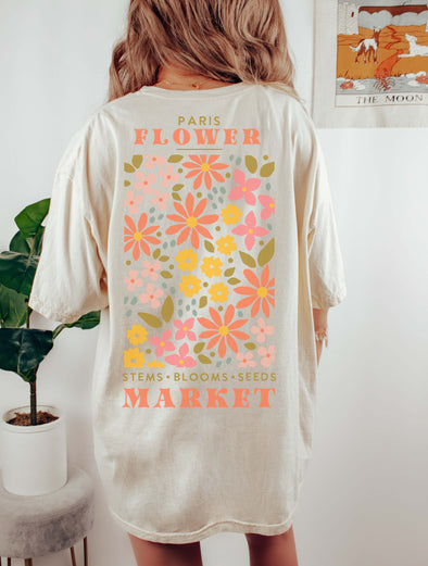 Comfort Colors® Paris Flower Market Back Print Graphic Tee