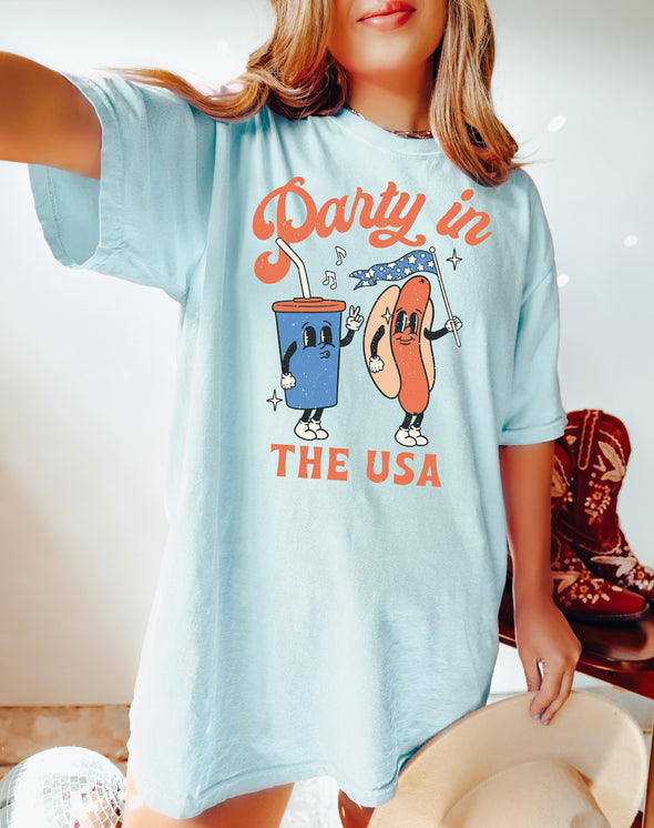 Comfort Colors® Party In The USA Hot Dog Graphic Tee