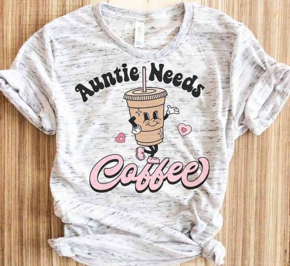 Retro Auntie Needs Coffee Graphic Tee