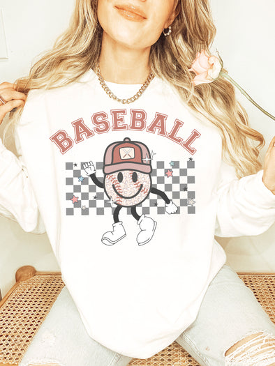 Comfort Colors® Retro Happy Baseball Sweatshirt