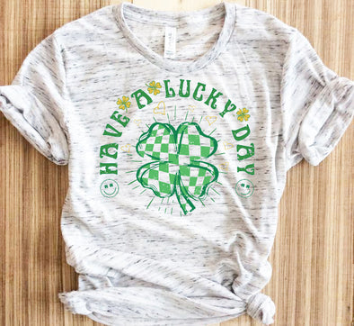 Checkered Have A Lucky Day Happy Saint Patrick's Day Graphic Tee