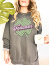Comfort Colors® Checkered Retro Shamrock Teacher Saint Patrick's Day Sweatshirt