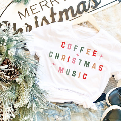 Coffee And Christmas Music Graphic Tee
