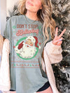 Comfort Colors® Don't Stop Believing Santa Christmas Sweater Graphic Tee