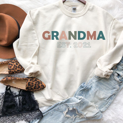 Grandma Established 2021 Custom Year Sweatshirt