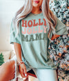 Comfort Colors® Retro Holly Jolly Mama Christmas Graphic Tee