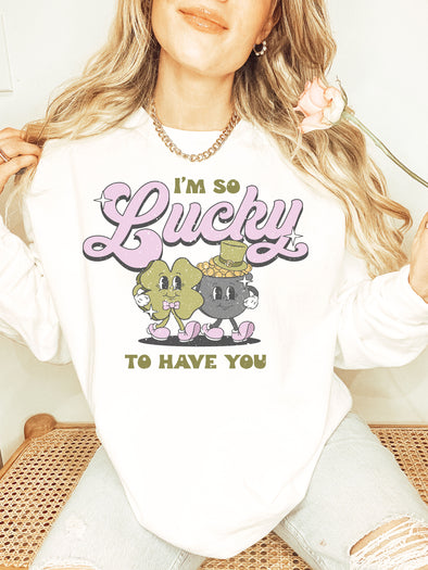 Comfort Colors® Retro I'm So Lucky to Have You Saint Patrick's Day Sweatshirt