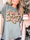 Comfort Colors® Leopard Merry and Bright Christmas Graphic Tee