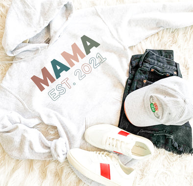 Mama Est. 2021 Custom Year Sweatshirt