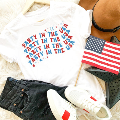 Wavy Retro Party in the USA Graphic Tee
