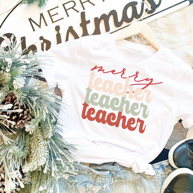 Retro Merry Teacher Shirt
