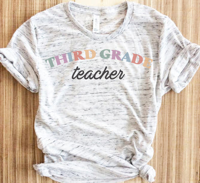 Retro Colorful Third Grade Teacher Shirt