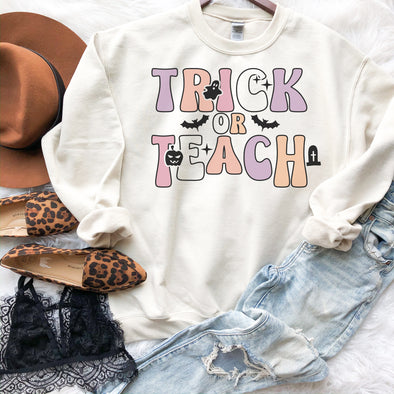 Trick or Teach Fall Halloween Teacher Sweatshirt
